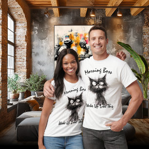 Lustige Skizze Katze – Bearbeitbarer Text Wilde Mo T-Shirt