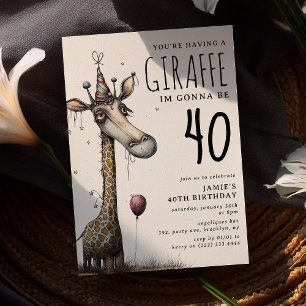 Lustige skurrile Giraffe Erwachsener Geburtstag Einladung