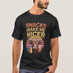 Lustige Snacks machen mich netter Highland-Kuh Tie T-Shirt