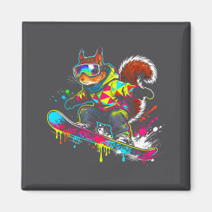 Lustige Snowboard-Eichhörnchen-Outfit-Halterung Ti Magnet