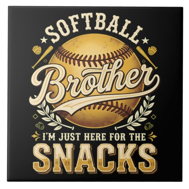 Lustige Softball-Bruder-Snacks-Sportarten Fliese (Vorderseite)