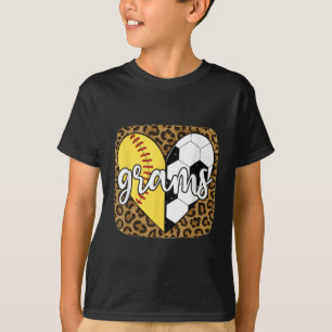 Lustige Softball-Fußball-Grams Herz Leopard  T-Shirt