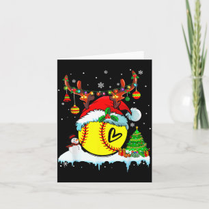 Lustige Softball-Weihnachts-Rentier-Santa-Hut-Lich Karte