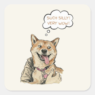 Lustige "Solch Alberner Sehr Wow" Shiba Inu Doge M Quadratischer Aufkleber
