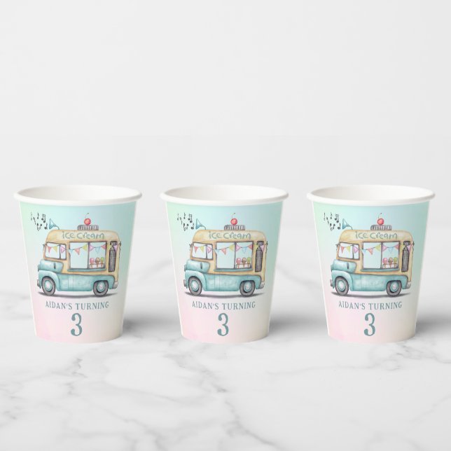 Lustige Sommer-Eiscreme-Wagen-Geburtstagsfeier  Pappbecher (Multi)