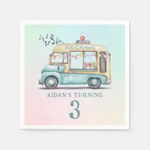 Lustige Sommer-Eiscreme-Wagen-Geburtstagsfeier-Pla Serviette