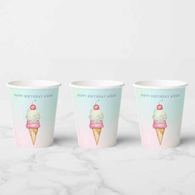 Lustige Sommer-Eiswagen-Geburtstagsfeier  Pappbecher (Multi)