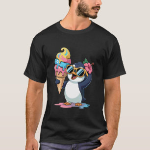 Lustige Sommer Foodie Liebhaber Süßer Pinguin hält T-Shirt