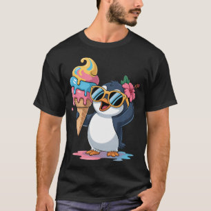 Lustige Sommer Foodie Liebhaber Süßer Pinguin hält T-Shirt