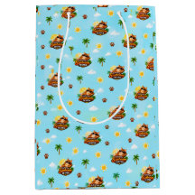 Lustige Sommer-Katzengeschenktasche mit tropischem