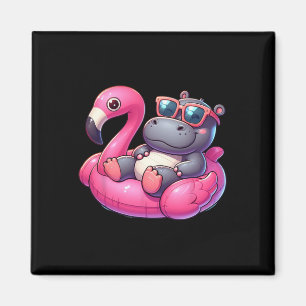Lustige Sommer Nilpferd Rosa Poolparty Hawaiian So Magnet