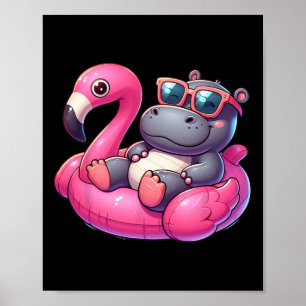 Lustige Sommer Nilpferd Rosa Poolparty Hawaiian So Poster