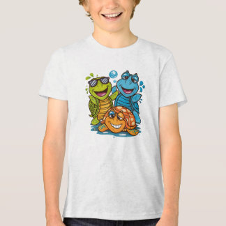 Lustige Sommer-Schildkröten-Truppe Kinder-Strand-D Tri-Blend Shirt