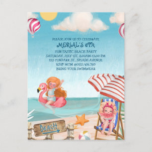 Lustige Sommer-Strand-Geburtstagsfeier-Einladung Postkarte