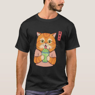 Lustige Sommerstimmungsgrafik: Katze trinkt Slushy T-Shirt