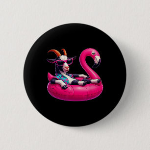 Lustige Sommerziege Rosa Poolparty Hawaiian Sommer Button