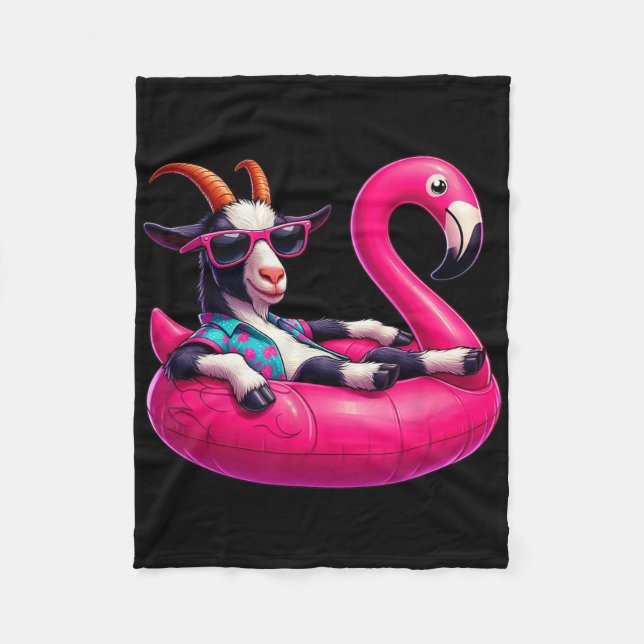 Lustige Sommerziege Rosa Poolparty Hawaiianischer  Fleecedecke (Vorderseite)
