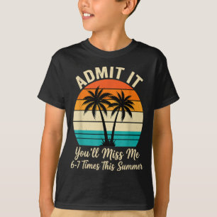Lustige Sommerzitate Retro-Sonnenuntergang Palmen T-Shirt