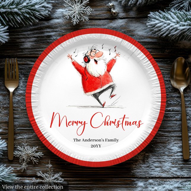 Lustige Sonderbare Weihnachtsmann Festliche Feiert Pappteller (Funny Quirky Santa Claus Festive Holiday Plates)