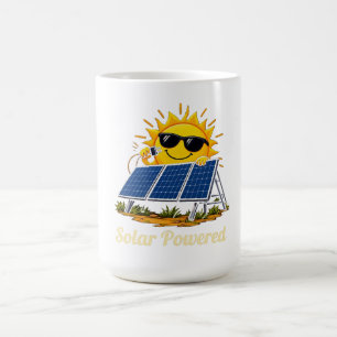 Lustige Sonnen- und Solarpanel-Kaffeetasse mit Sol Kaffeetasse
