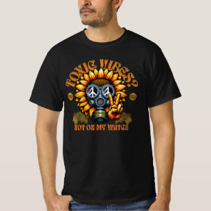 Lustige Sonnenblume Hazmat Biohazard Friedenszeich T-Shirt