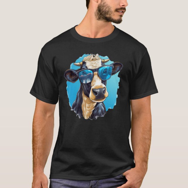 Lustige Sonnenbrille Kuh T-Shirt (Vorderseite)