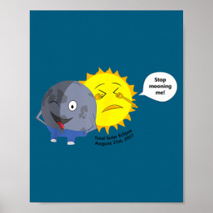 Lustige Sonnenfinsternis-Cartoon Poster