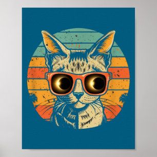 Lustige Sonnenfinsternis-Katzen-Sonnenbrille Poster