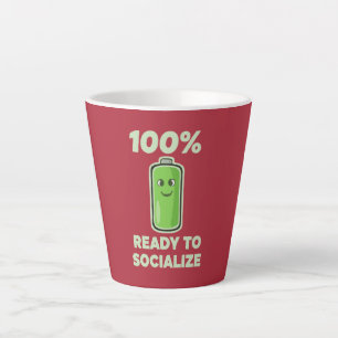Lustige soziale Batterie 100% voll - Bereit zum So Milchtasse