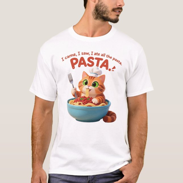 Lustige Spaghetti-Katze T-Shirt (Vorderseite)