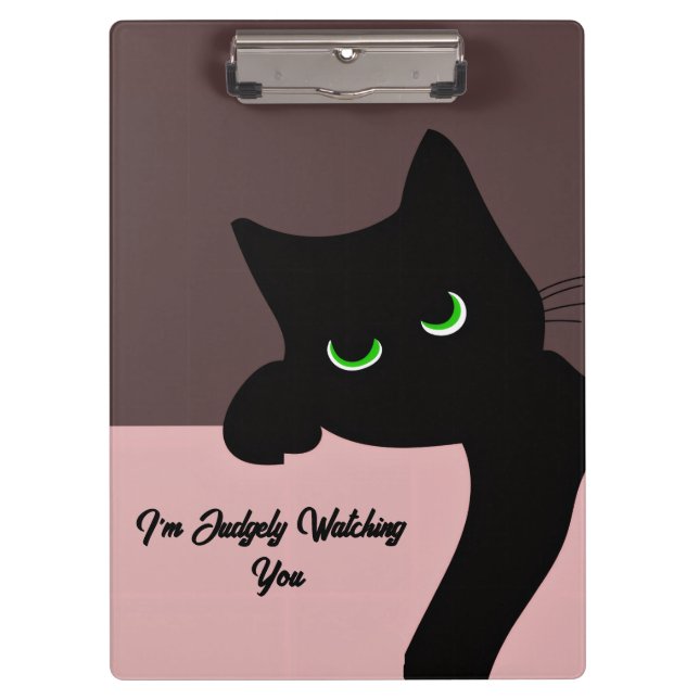 Lustige spähende schwarze Katze, individuelle Ästh Klemmbrett (Vorderseite)