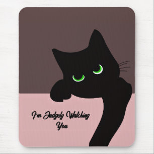 Lustige spähende schwarze Katze, individuelle Ästh Mousepad