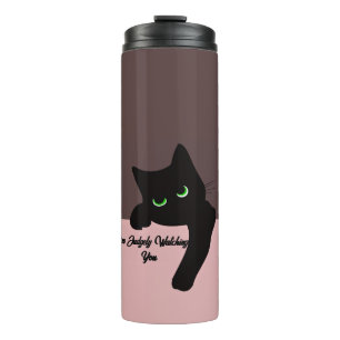 Lustige spähende schwarze Katze, individuelle Ästh Thermosbecher