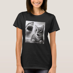Lustige Spannung Katze gegen Hai - Feline Angst Ki T-Shirt