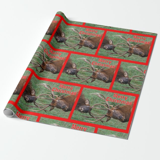 Lustige Sparring Stier-Elch-frohe Weihnachten Geschenkpapier (Ungerollt)