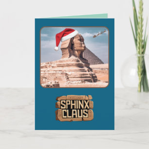Lustige Sphinx Claus Weihnachtskarte Feiertagskarte