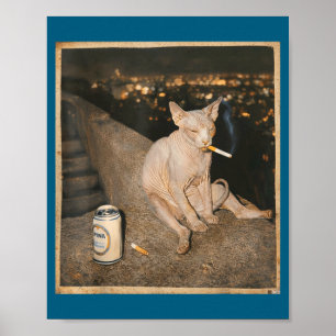 Lustige Sphynx-Katze Meme lustige Katze raucht Zig Poster