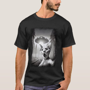 Lustige Sphynx-Katze und UFO, Schockierte Sphinx-A T-Shirt