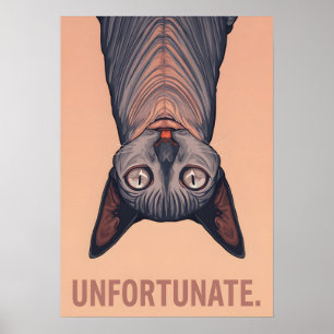 Lustige Sphynx-Katze Unglückliches Meme-Kunstwerk  Poster