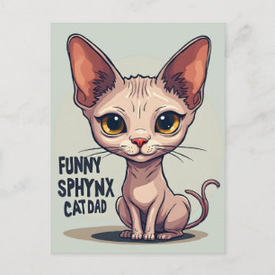 Lustige Sphynx-Katzen-Vater-Cartoon-Kunst Postkarte