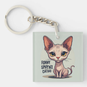 Lustige Sphynx-Katzen-Vater-Cartoon-Kunst Schlüsselanhänger