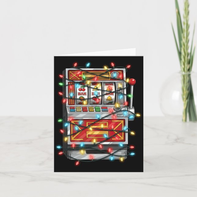 Lustige Spielautomaten-Weihnachtsgrafik-Lichterlie Karte (Vorderseite)