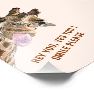 Lustige Spielende Giraffe Benutzerdefinierter Text Fotodruck