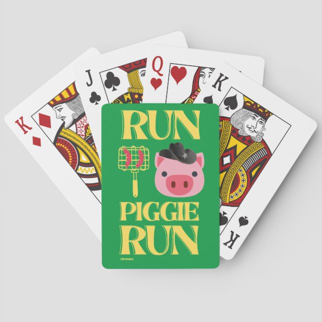 lustige Spielkarten "RUN PIGGIE" (Rückseite)