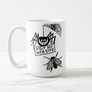 Lustige Spinne sagt besuche meine Webseite Cartoon Kaffeetasse