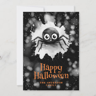 Lustige Spinnennetz-Wasserfarbe Frohe Halloween-Ka Feiertagskarte