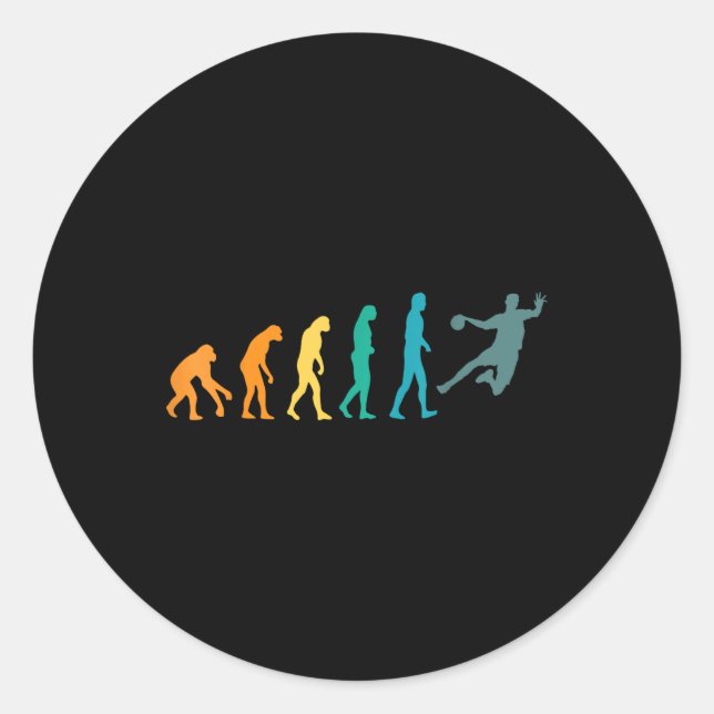 Lustige Sport Evolution Handball  Runder Aufkleber (Vorderseite)