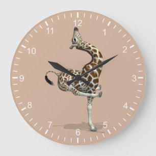 Lustige sportliche Giraffe Große Wanduhr