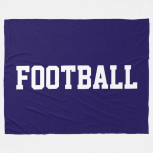 Lustige sportliche weiße FOOTBALL-Schrift auf navy Fleecedecke