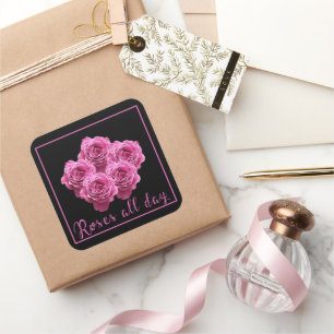 Lustige Sprüche über Rosen und Liebe Quadratischer Aufkleber